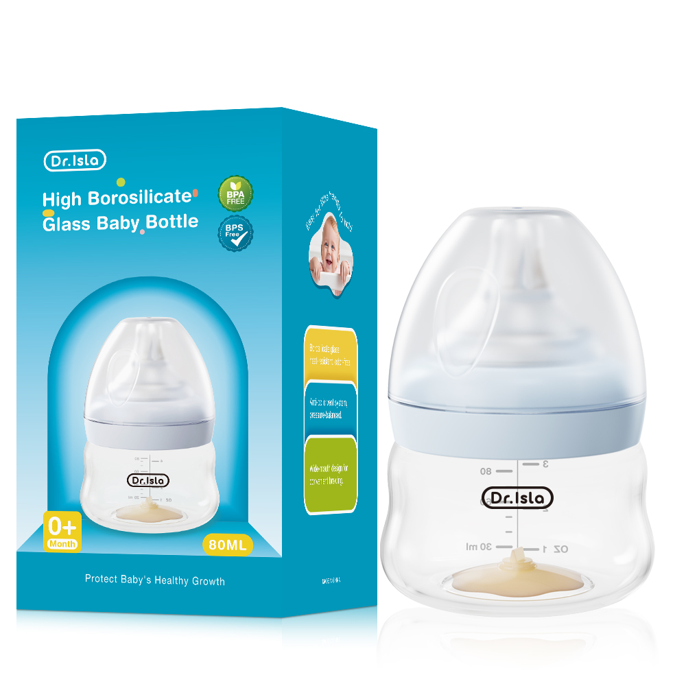 Dr.isla GB61 Glass Baby Bottle 80ML/160ML/240ML Glass Bottle Baby Born To 0-3-6 Months