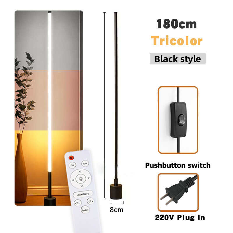 JACKSUN Tricolor LED Floor Lamp with Remote Corner Floor Lamp warm vertical Nordic Light For Bedroom Livingroom 100/140/160/180cm