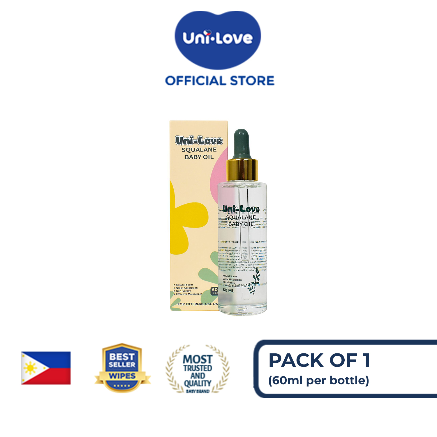 UniLove Squalane Baby Oil 60ml Bottle of 1