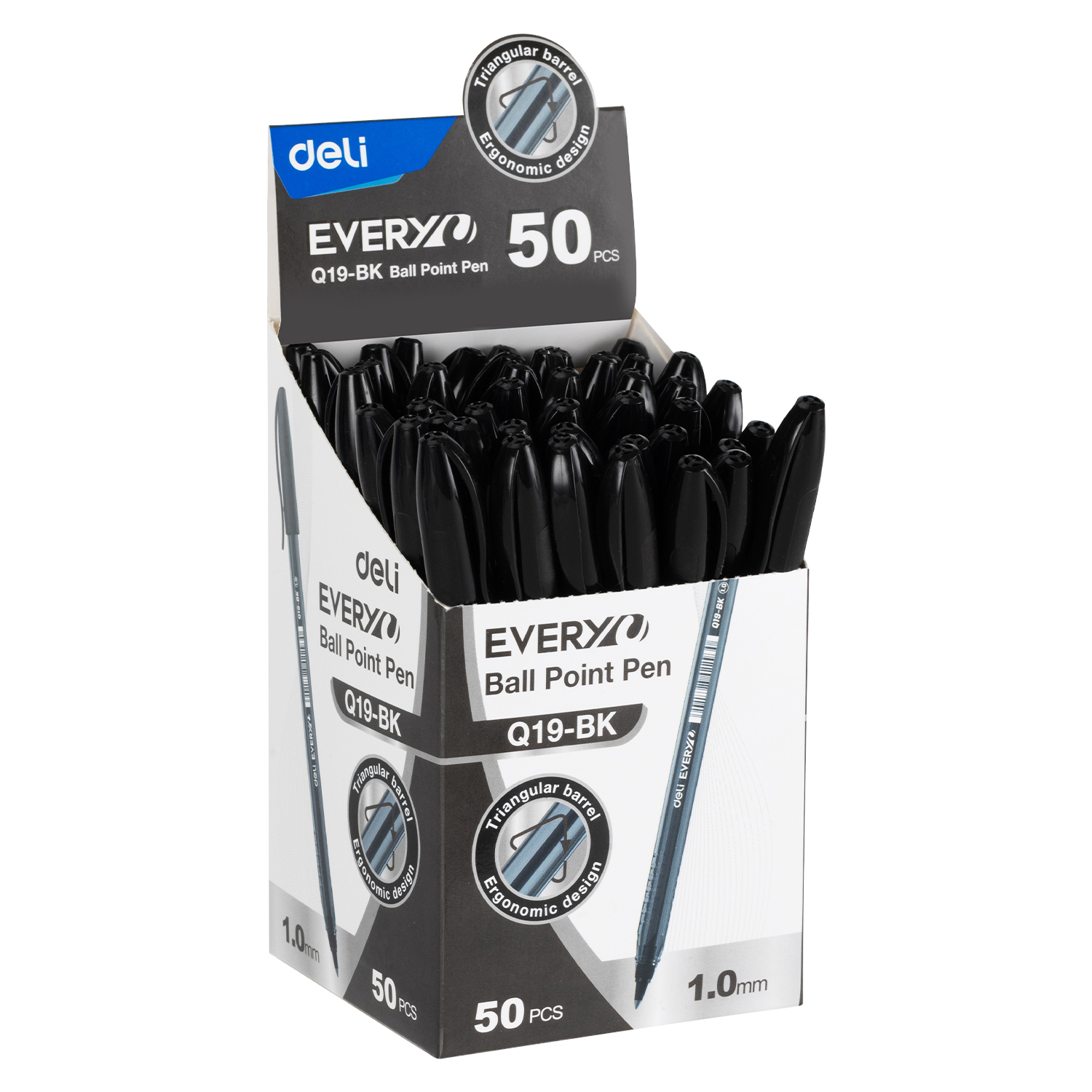Deli Q19 Bullet Tip Ball Pen 500m Writing Length 1.0mm Sets 50pcs/box