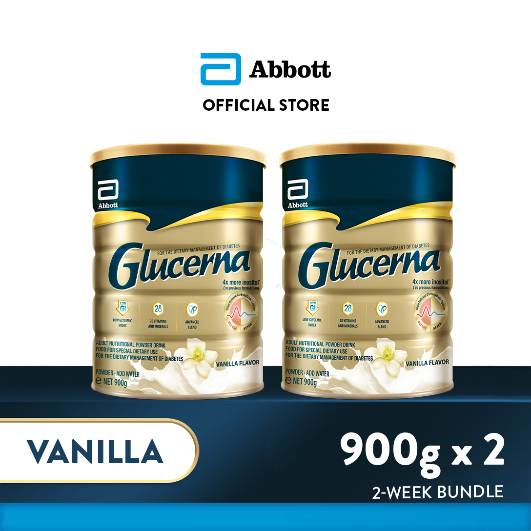 Glucerna Vanilla 900g Bundle of 2 for Diabetic Nutrition Powder Milk Drink (1.8kg)
