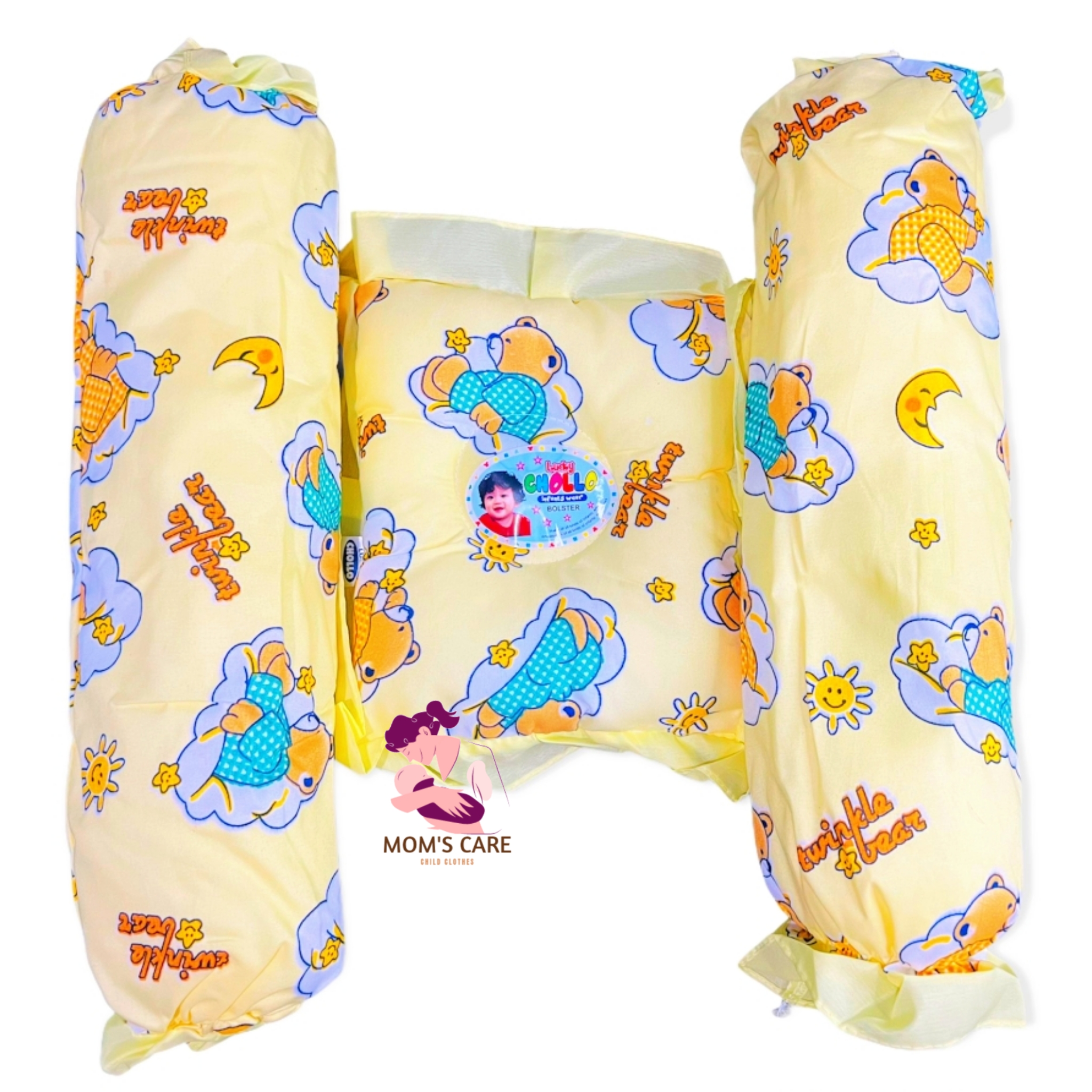 3in1 Baby Newborn Bolster Pillow Set | 1 head pillow and 2 side pillow