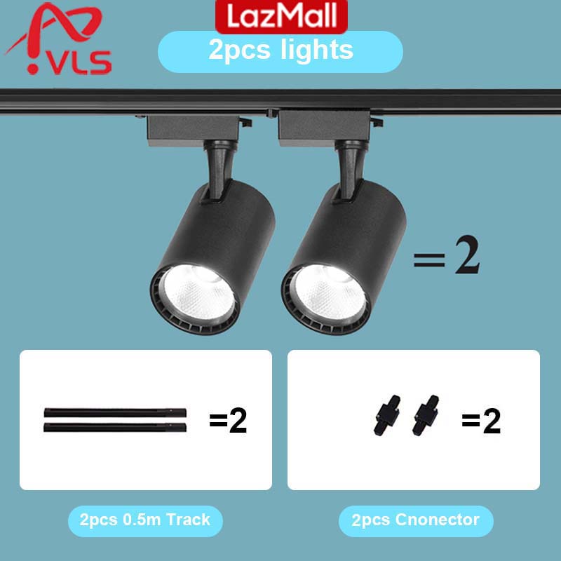 VLS Track Light Whole Set LED Track Light for Ceiling Cob Spotlight 20W 30W 40W Rail Light Ceiling Light for Clothing Shop Store 220V Lighting & Décor