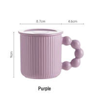 Roborobo Macaroon Color Nordic Drinkware Ceramic Creative  Office Tea Mug Water Mug Coffee Mug With Cover 375ML Beaded Handle
