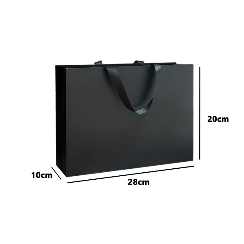 5pcs Premium Black Craft Paper Bag with Luxury Ribbon Handle High Quality Minimalist Elegant GiftBag Perfect for Business Packaging Boutique Birthdays and Aesthetic Events Durable and Stylish Design Fast Shipping Nationwide Leather Instagram Trendy Modern