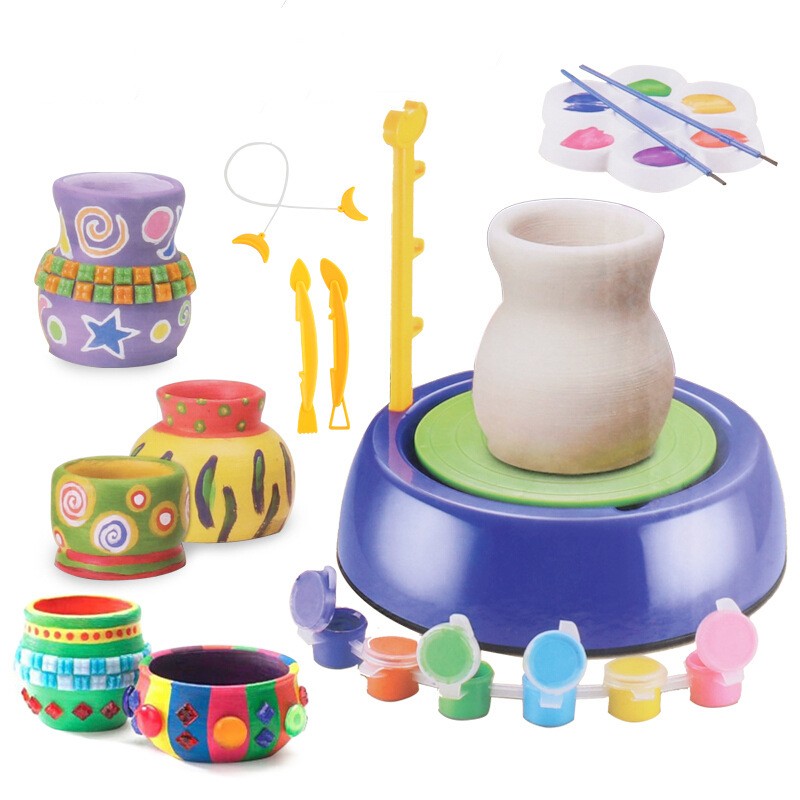 Monstermarketing Art Pottery Artist Studio Spin Clay Pottery Wheel Game Craft Kit DIY Educational Toy for Kids