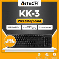 A4Tech KK-3 Wired USB Keyboard Black Ergonomic Office Computer Keyboard Spill-Proof for Desktop