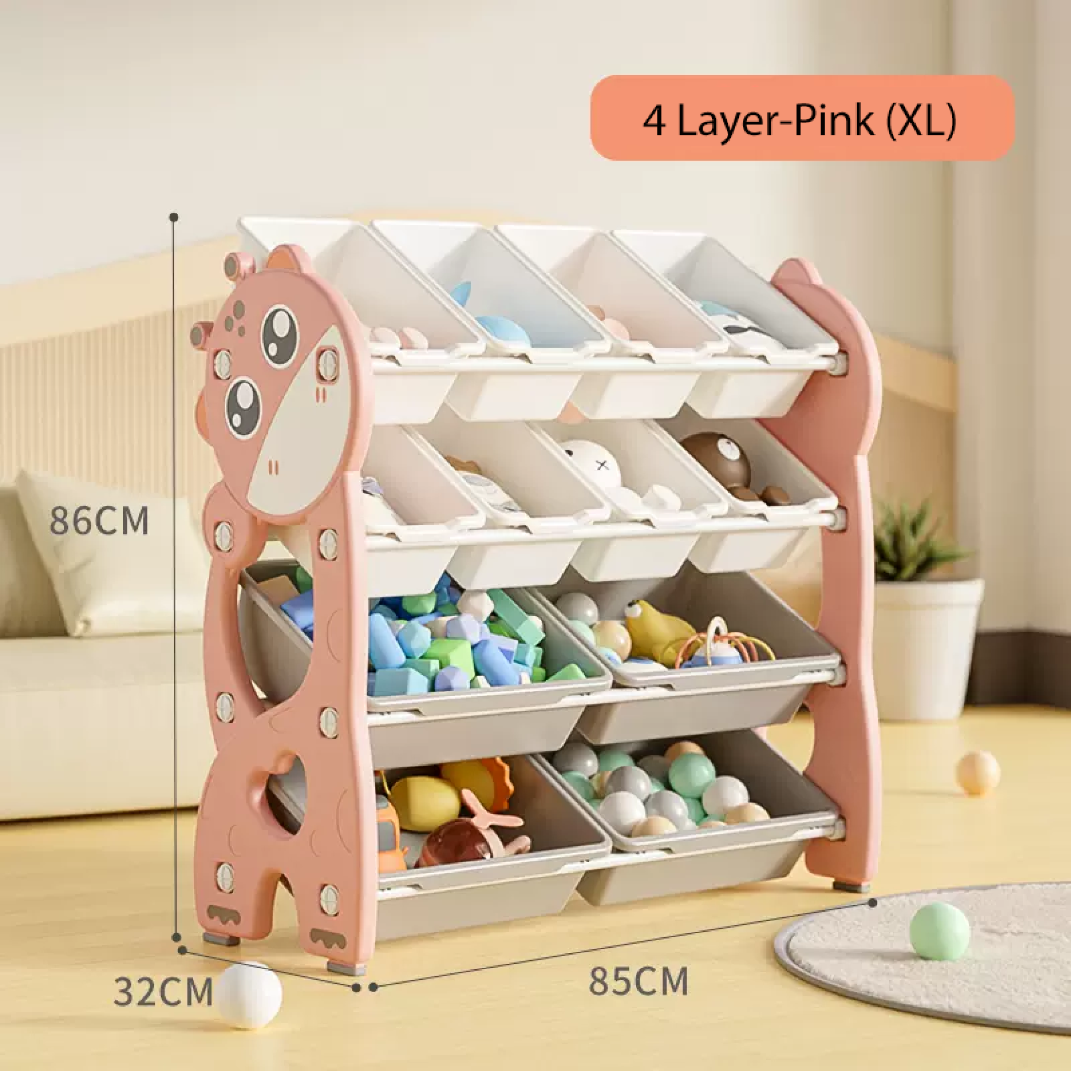 Kids Toy Storage Shelf Unit with Dust-Proof Covers | Multi-functional Organizer for Playrooms