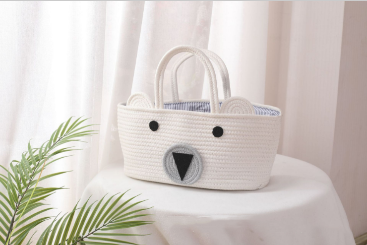 Baby Diaper Bag Baby Diaper Caddy Organizer Bag Nursery Storage Basket Portable Holder Bag Baby Shower Portable Storage Bag Nursery Storage Bin Car Storage Basket for Wipes Toys Tote Bag