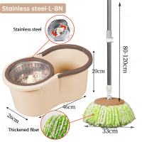 Jbos Tornado Mop Metal rod 360 Degree Rotating Free Hand Washing Replaceable Dry and Wet Dual-use Mop With Spinner and Bucket Lengthen roller wheel Automatic Dehydration Spin Mop