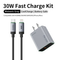 Tranyoo US7 20W Fast Charge set Type-C Port Power Adapter Type-C to Lightning 1M 2 IN 1 60W Charge Cable