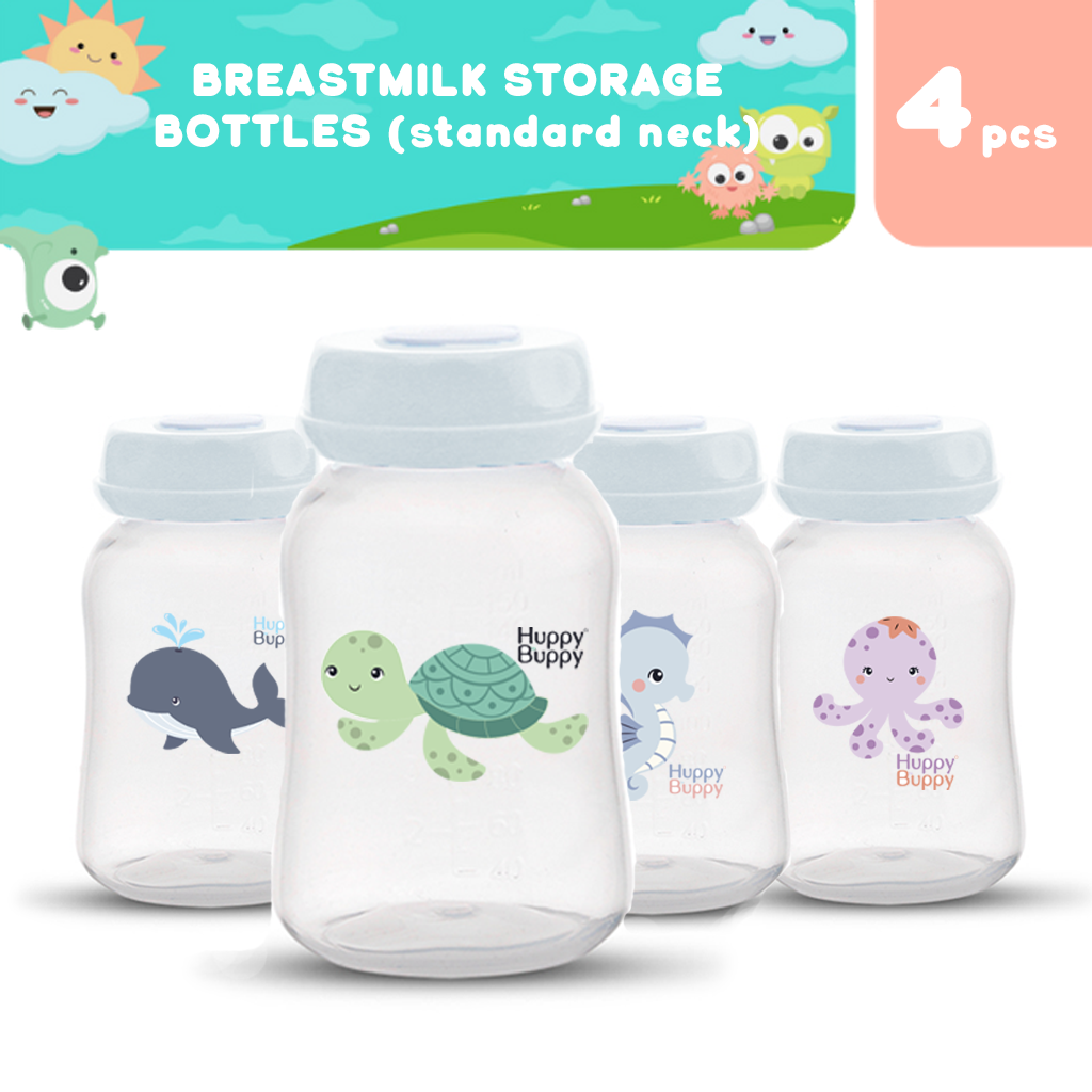 Huppy Buppy Breastmilk Storage Bottle Standard Neck 4 Pieces