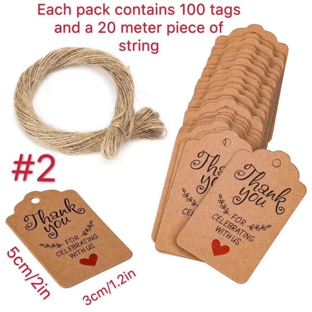 100pcs/lot packaging label handmade tag kraft paper label thank you gift tag