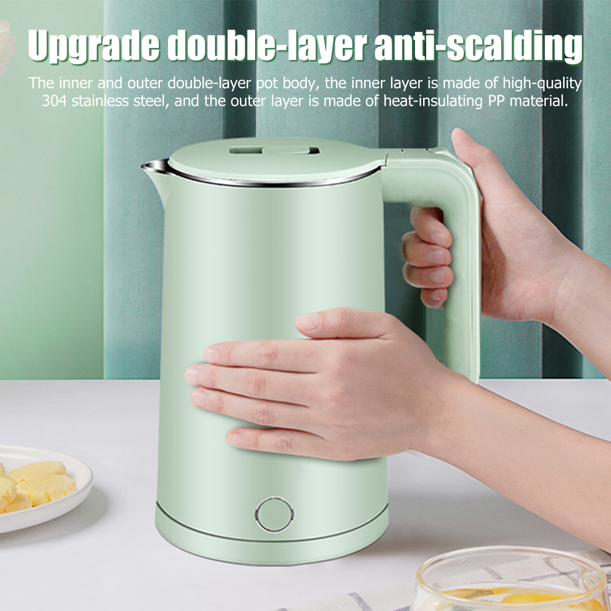 Household electric kettle Stainless steel electric kettle 2.3L double