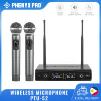 Phenyx Pro PTU-52 Dual Wireless Microphone System Mic Set Cordless Dynamic Microphones 200ft Range(without Carrying Case)