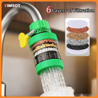 TIMSOT 6 Layer Purifier 360 Degree Faucet Filter Kitchen Water Saving Activated Carbon Filtration Filtration