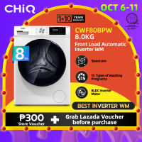 CHiQ 8kg Inverter Front Load Fully Automatic Washing Machine - CWF80BPW One touch smart wash High-Temperature Wash Child Lock 1400rpm