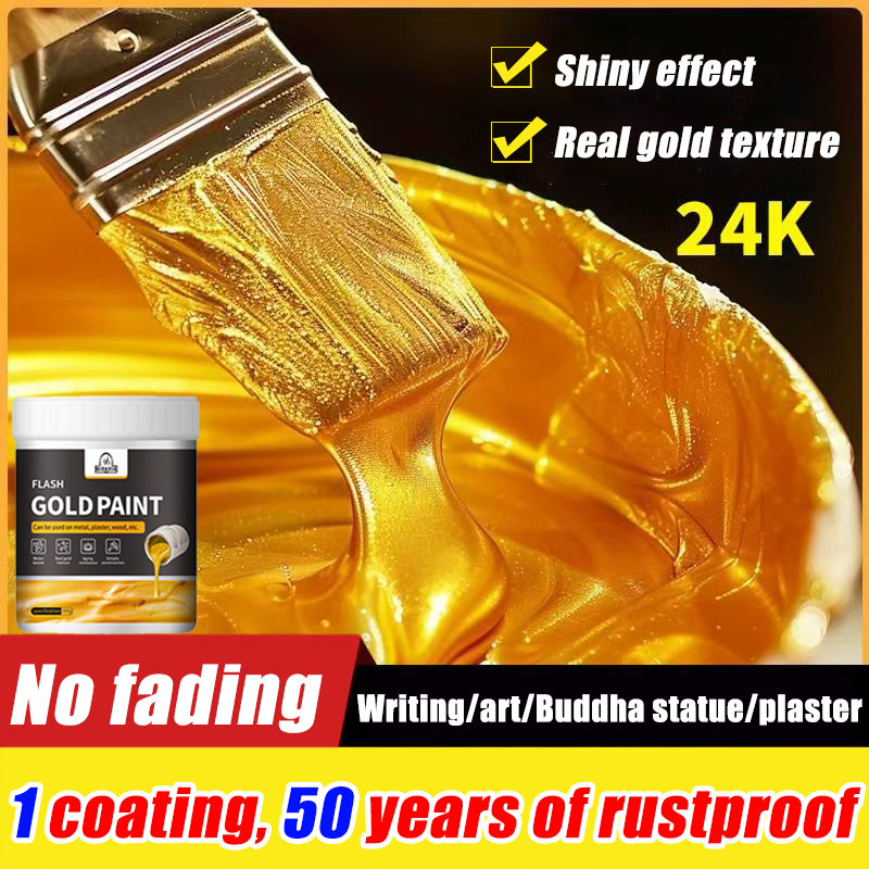 【24K High Quality】1000g Gold Paint For Metal Metallic Gold Acrylic Paint For Wood Leather Waterproof Durable for 50 years without fading