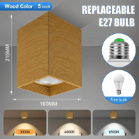 CANMEIJIA LED Downlight Surface Mounted Ceiling Light E27 Bulb Round Pin Lights Led for Ceiling Tricolor Spotlight for Living Room Bedroom Canopy Lighting