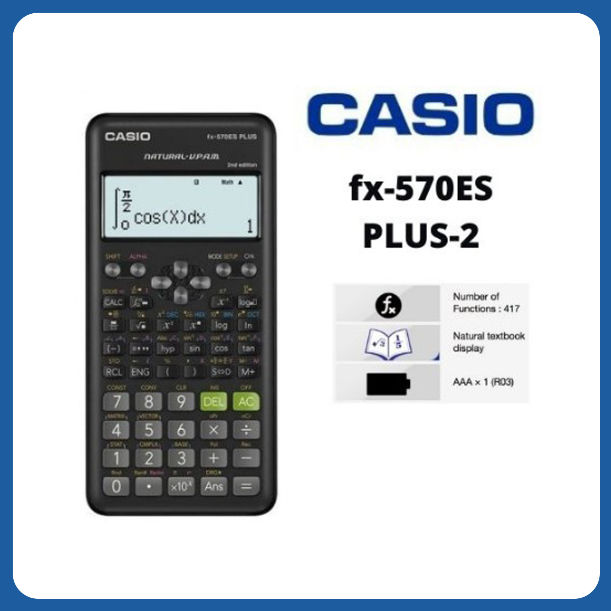 Casio FX-570EsPlus-2 (Pink) EsPlus Series - Non Programmable School and Lab Calculators (Original)