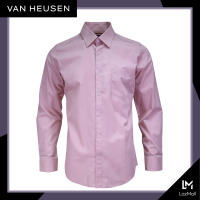 Van Heusen Mens Slim Fit Plain Long Sleeve Shirt w/ Basic Collar (Pink)