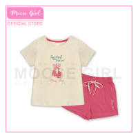 Moose Girl Blouse with Short Set Pearled White and Teaberry with Print Details (GSSPS 606 7387 LP)