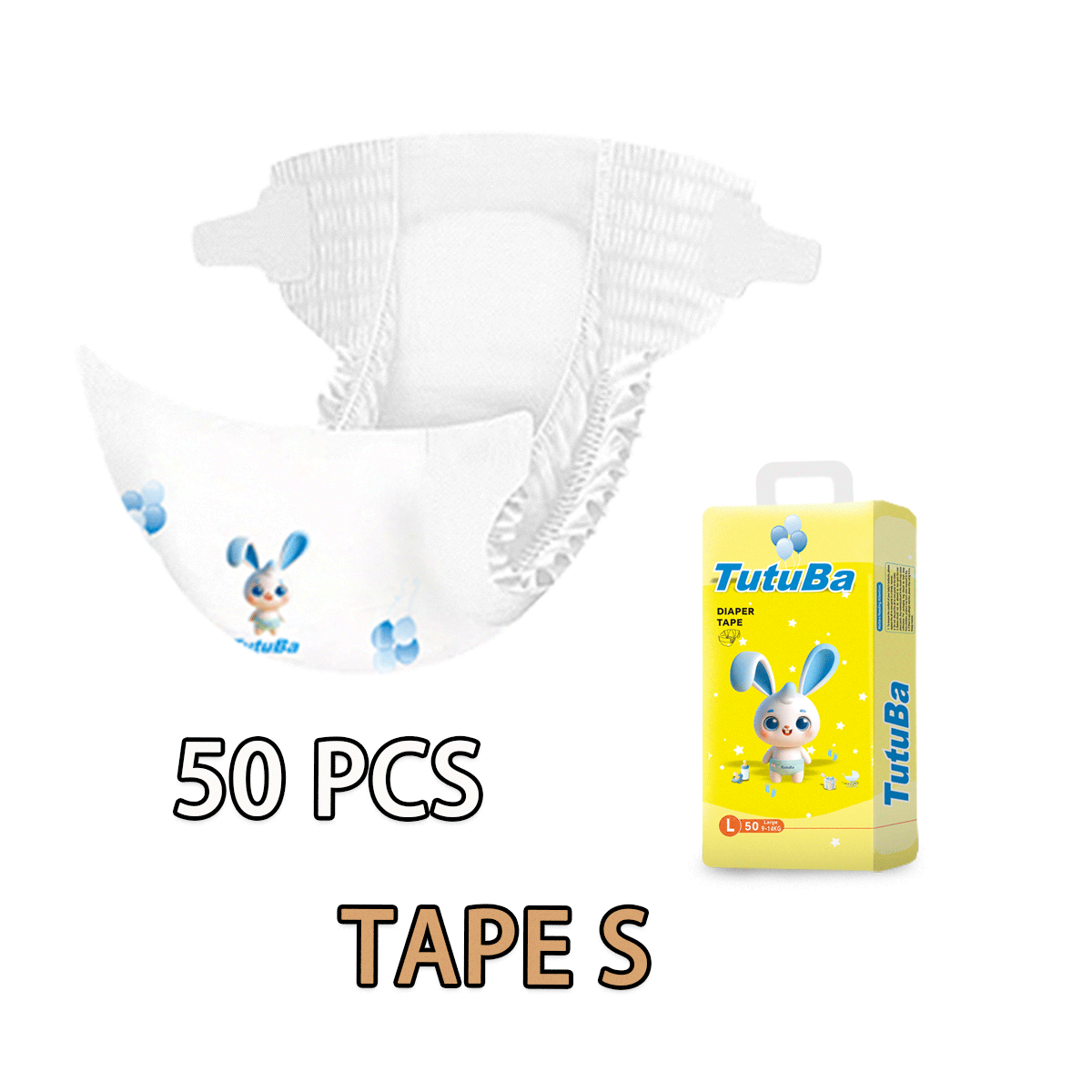 TUTUBA 50pcs Baby Diaper Tapes S small Disposable Diapers