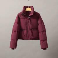 YATO Womens Winter Stand Collar Cropped Jacket - Thickened and Warm - Tops Womenswear