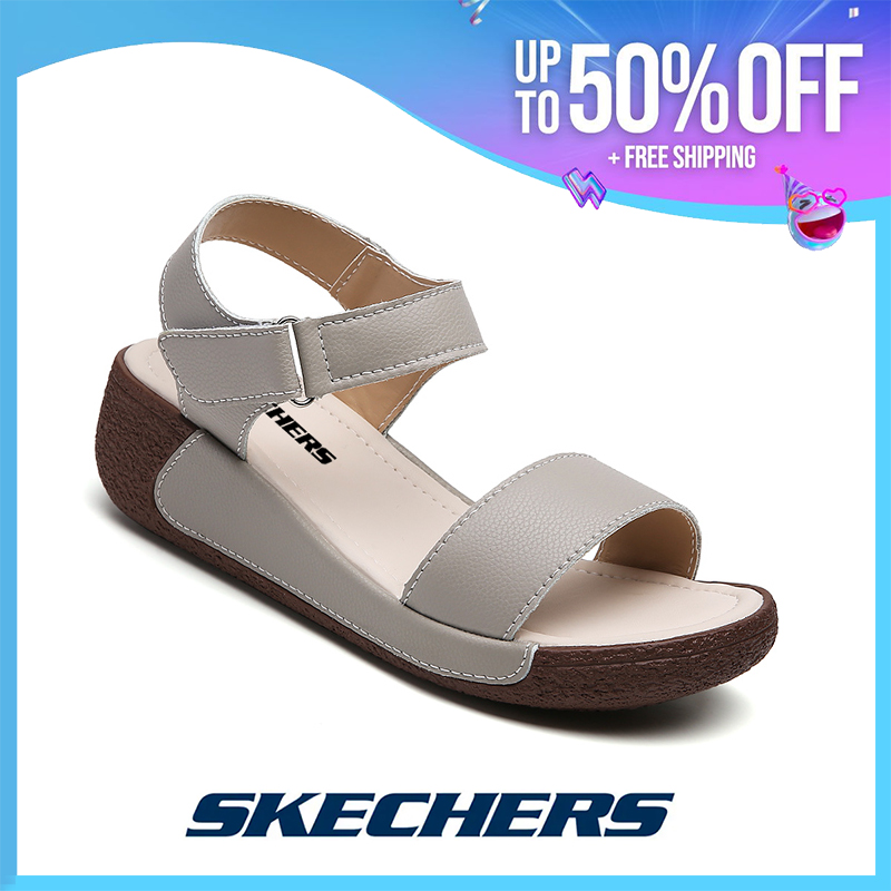 Sketchers ON-THE-GO 600 Womens Light Sandals Genuine Leather Sandals Flat Sandals Walking Shoes SK032404 - Black
