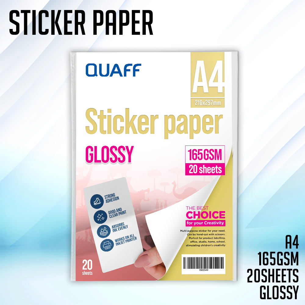 Magic photo A4 Size QUAFF 165gsm Matte/Glossy Sticker Paper for Labelling and Decals