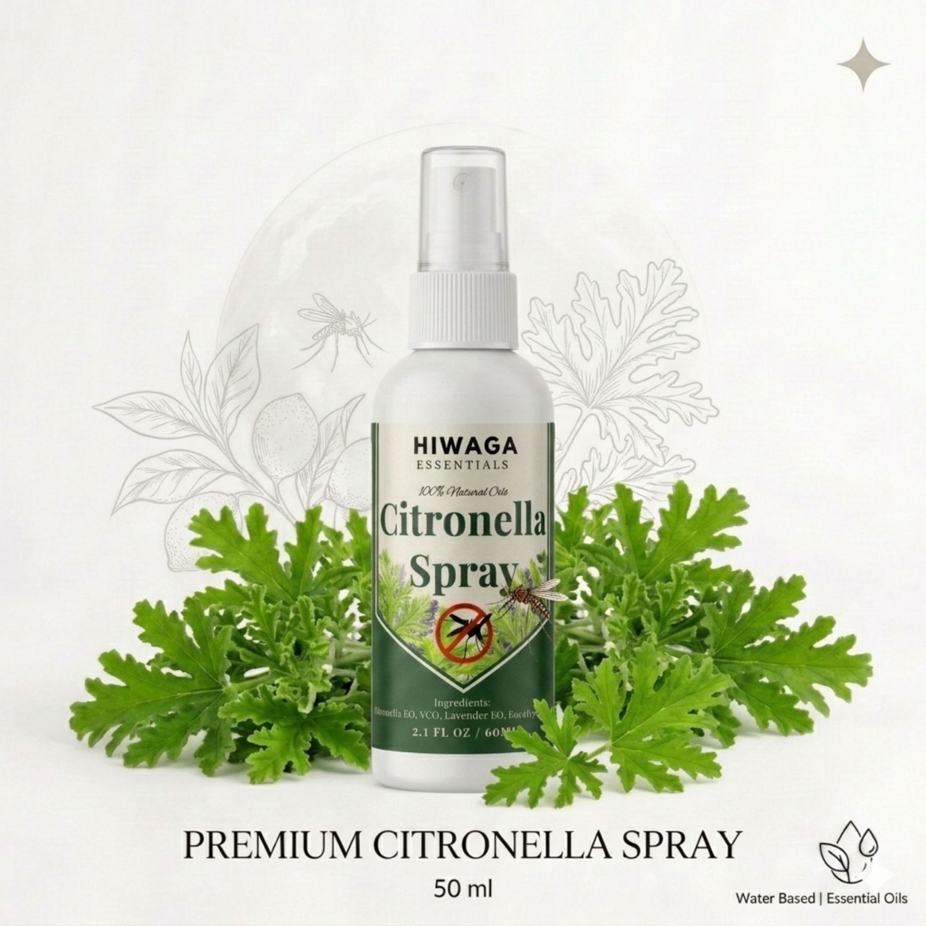 [HIWAGA] Pure Citronella spray 60ml mosquito & insect repellent