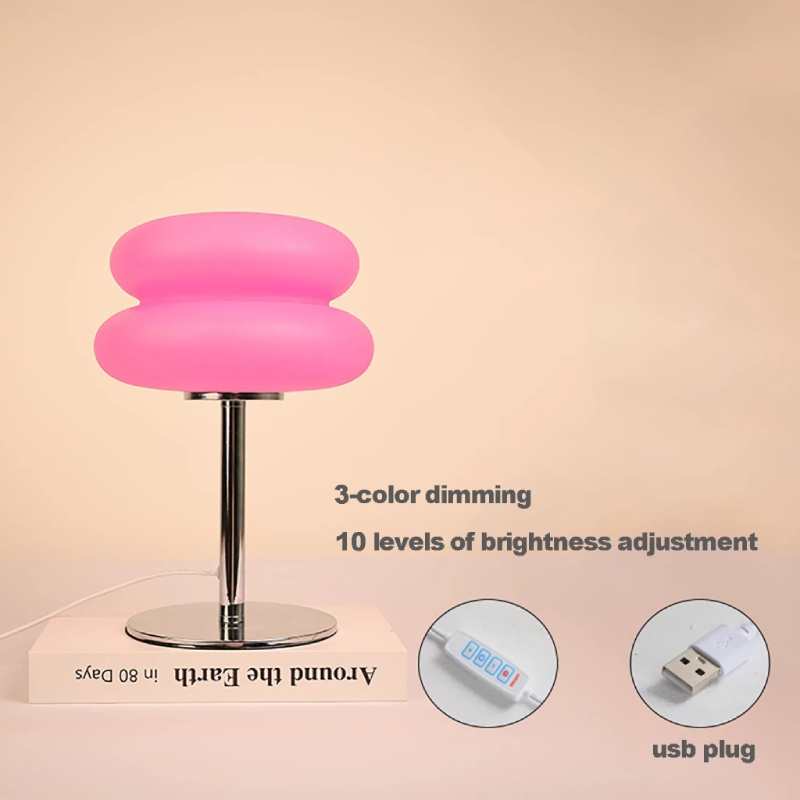 Bedroom Decorative Lamp Desk Lamp 9-level Brightness USB Plug Retro Lamp Shade Lamp