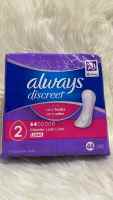 Always Discreet Incontinence and Postpartum Incontinence Long Length Liners - Very Light Absorbency - 44ct