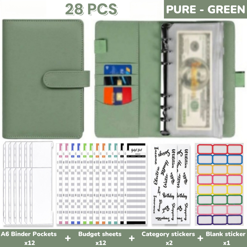 Money Budget Planner Binder with Zipper Envelopes/ Cash Envelopes for Budgeting White Button style