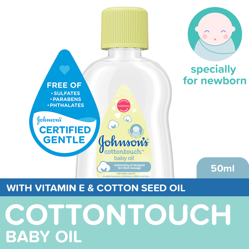 Johnsons CottonTouch Baby Oil 50ml - Newborn Baby Essentials Baby Care Baby Massage Oil Baby Oil for Newborn
