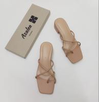 Azalea Veronica in Beige - 1 inch & 1.5 inch heels Leather Sandals