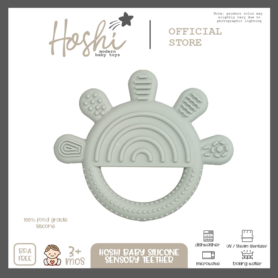 Hoshi Baby Silicone Sensory Textured Teether Ring 100% Food Grade Silicone BPA Free Infant 3Mos+