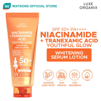 LUXE ORGANIX Niacinamide + Tranexamic Acid Youthful Glow Whitening Serum Lotion Spf 50 Pa++++ 200ml