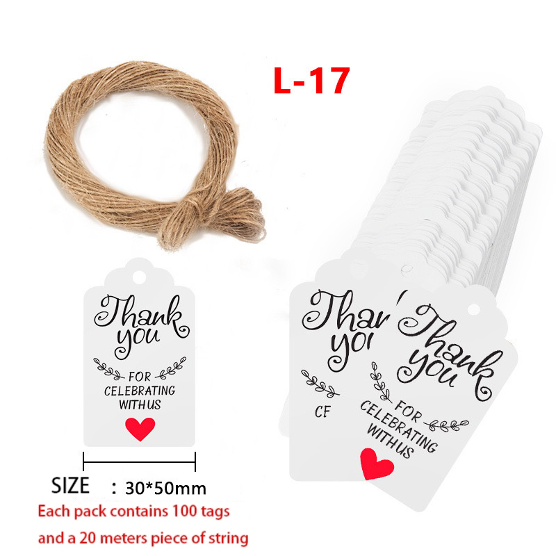 kraft paper 100pcs/lot packaging label handmade tag label thank you gift tag tags price free string