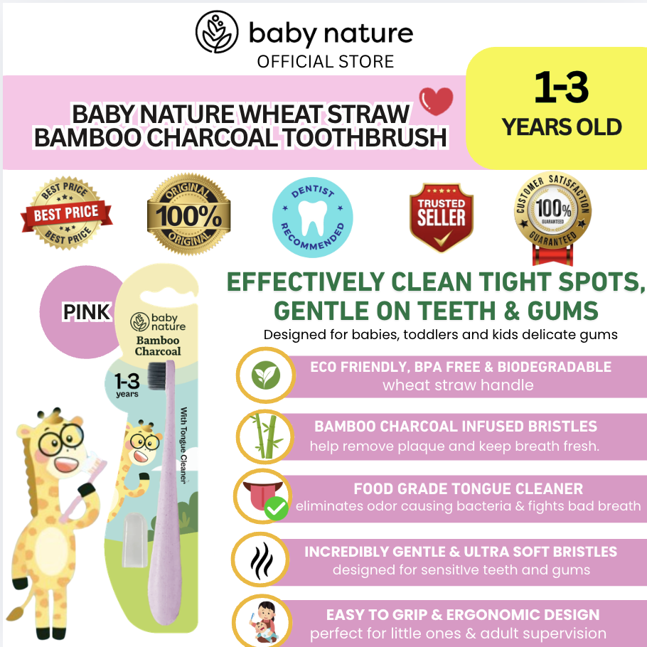 Baby Nature Wheat Straw Bamboo Charcoal Toothbrush (1-3 years old)