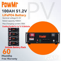 PowMr 48V 100AH Lifepo4 Battery Lithium Battery 5.12kWh Capacity Server Rack Battery 6000 Cycles 100A Perfect for Off-Grid Solar Backup PowerLithium Iron Phosphate Battery