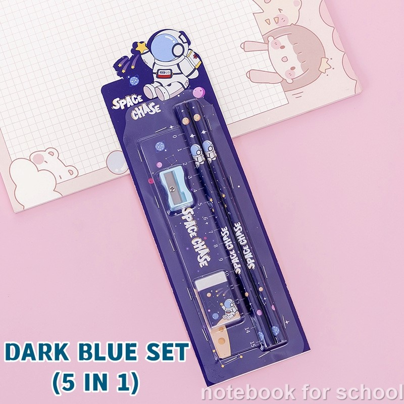 5Pcs/8PCS Pack Cute Childrens Cartoon Pencil Set With Ruler Eraser Sharpener School Students Stationery Gift Box Supplies
