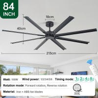 Gogeous 72inch 8 blades big ceiling fan with light modern design tricolor dimming 6 gear wind ceiling fan with led lights and remote big size heavy duty for living room dinning room
