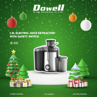 [ONLINE EXCLUSIVE] Dowell 1.5L Electric Juice Extractor | 2-Speed Motor | Stainless Steel Micro-Mesh Filter | Safety Lock | 350W | JE-821