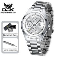 OPK Watch for Men Waterproof Original Stainless Steel Quartz Luminous Black White Fashion Wristwatch Sale With Gift Box 6017