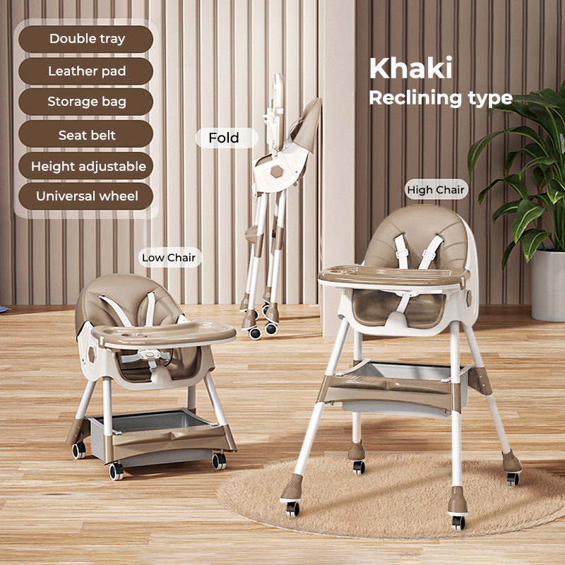 High Chair for Baby Multifunctional Foldable Baby Dining Chair Adjustable Height Anti-rollover