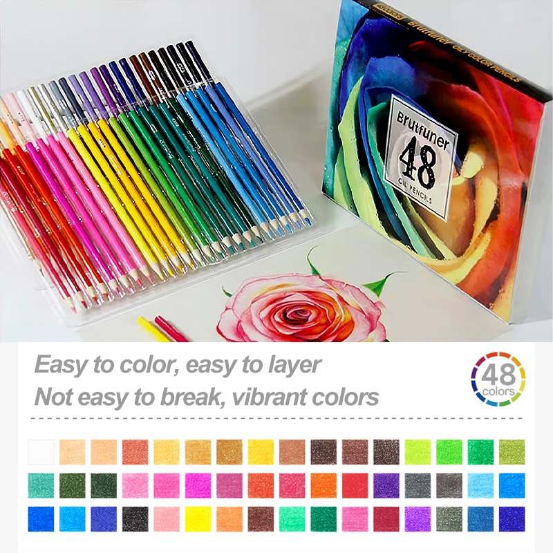 Brutfuner 48/72/80/120/180Colors Professional Oil Color Pencils Set Painting Sketching Art Supplies