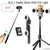 4 IN1 Selfie Stick With Fill Light Tripod Monopod Wireless Bluetooth Remote Phone Stand Holder
