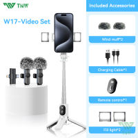 TNW W16/W17 Dual Wireless Lavalier Microphone Mini Mic Noise Reduction For IOS Type-C Audio Video Recording Lapel Microphone
