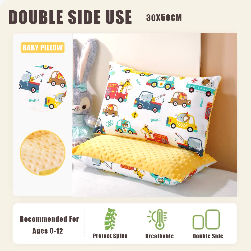 KKHOUSE Soft Toddler Pillow For Baby Neck Support Double Side Use Pillow Prevent Flat Head Sleeping Support Kid Pillow